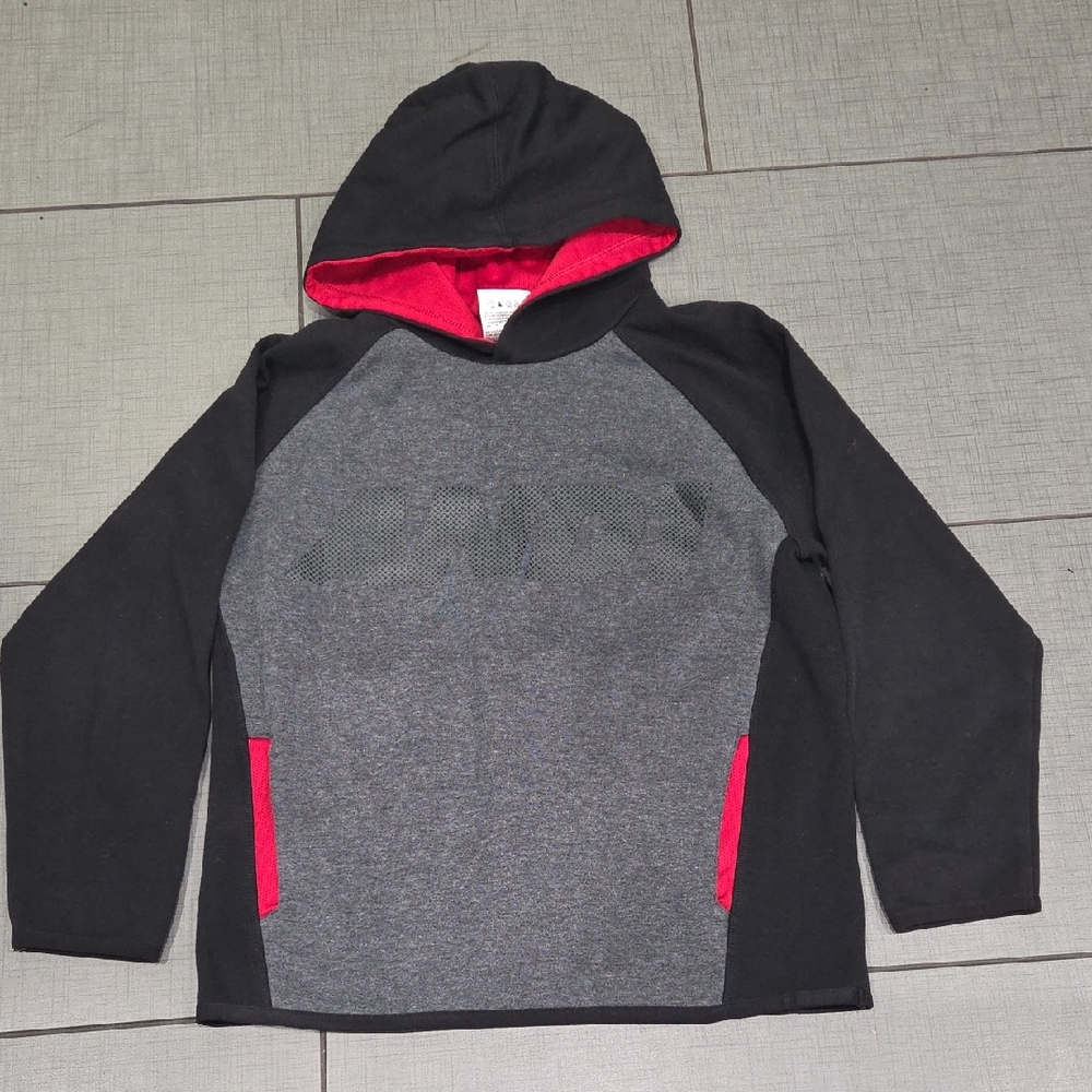 AND1 Black and Gray Kids Hoodie with Red Accents Size 8
